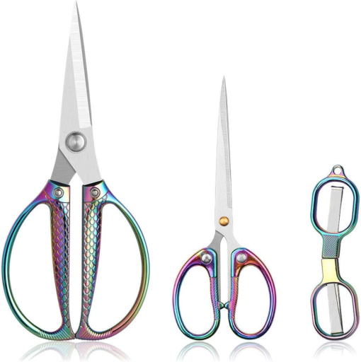 Fish Pattern Kitchen Scissors Heavy Duty Titanium Coating Forged