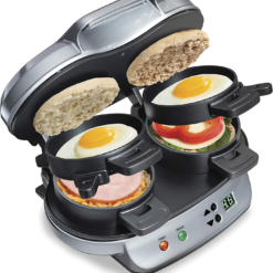 Dual Breakfast Sandwich Maker with Timer - Silver