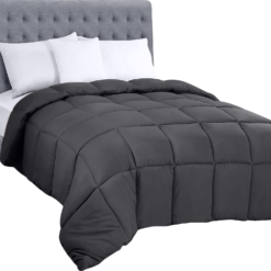 All Season 250 GSM Comforter - Plush Siliconized Fiberfill Comforter King Size - Box Stitched (King/Cal King, Gray)