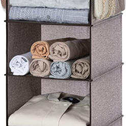 6-Shelf Hanging Closet Organizer, Hanging Shelves for Closet, Fabric, Mixing of Brown and Gray, 12" D X 12" W X 47 ¾" H