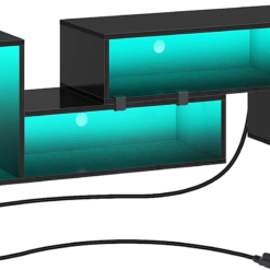 TV Stand, Deformable TV Stand with LED Strip & Power Outlets, Modern TV Stand for 45/50/55/60/65/70 Inch Tvs, Gaming Entertainment Center Media Stand, 2 Pieces Console TV Cabinet, Black