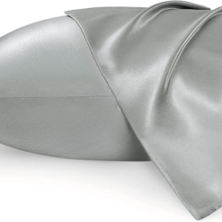 Bedsure Satin Pillowcases Standard Set of 2 - Silver Grey Silk Pillow Cases for Hair and Skin 20X26 Inches, Satin Pillow Covers 2 Pack with Envelope Closure, Gifts for Women Men