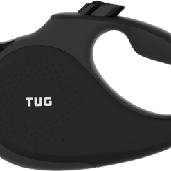 TUG 360° Tangle-Free Retractable Dog Leash with Anti-Slip Handle | 16 Ft Strong Nylon Tape | One-Handed Brake, Pause, Lock (Medium, Black/Grey)